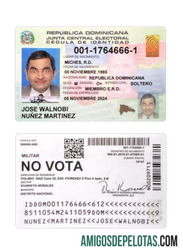 Modelo de carteira de identidade da República Dominicana